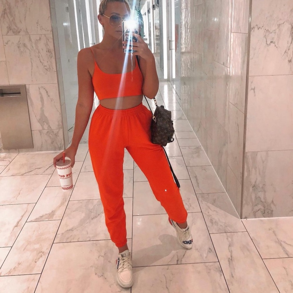Sla label red orange joggers